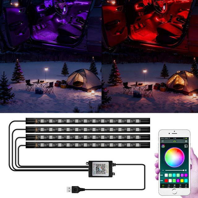 WUMFIRE RGB LED Auto Umgebungslicht Neon Flex Lichtstreifen in Multicolour für 5V/12V Innenraum Atmosphäre - Bild 1