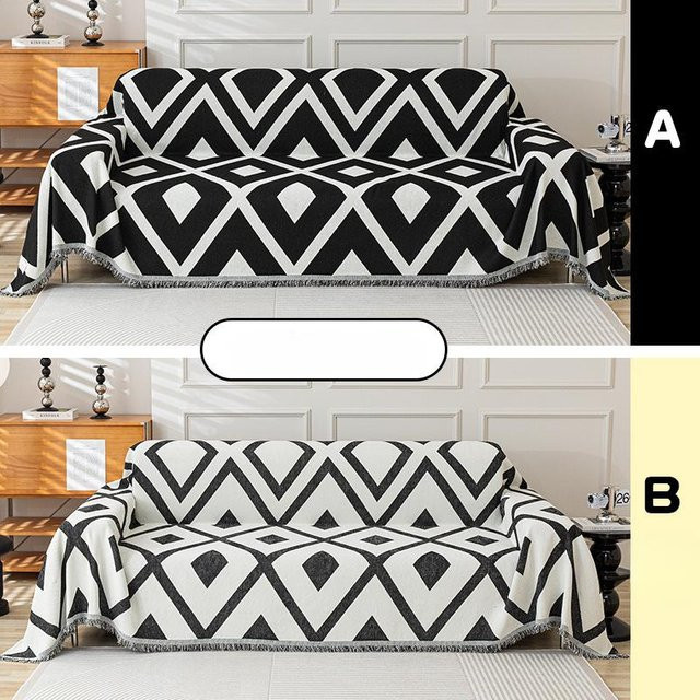 Super Six Universelles Chenille Sofabezug Handtuch, Schwarz und Weiß, Reversibel, B/T: 180 x 130 cm - Bild 1