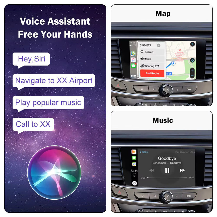 Road Top Kabelloses CarPlay für Buick Regal, Opel Insignia und LaCrosse mit 8-Zoll-Bildschirm, unterstützt Android Auto, Mirror Link und Airplay, Schwarz - Bild 4