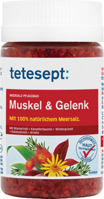 tetesept Meersalz-Pflegebad Muskel & Gelenk, 750g, mit Rosmarinöl, Kampferbaumöl, Wintergrünöl, Eukalyptusöl und Arnika - Bild 1