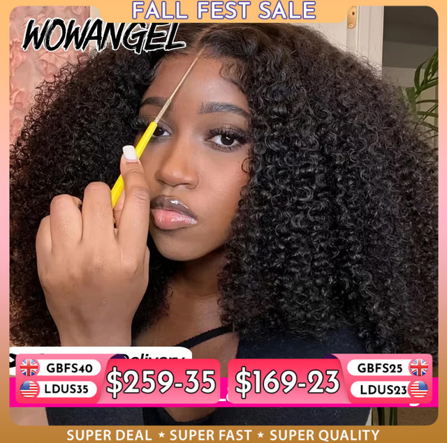 wowangel Afro Kinky Curly Perücke, 100% Echthaar, 5x5 HD Lace Closure - Bild 1