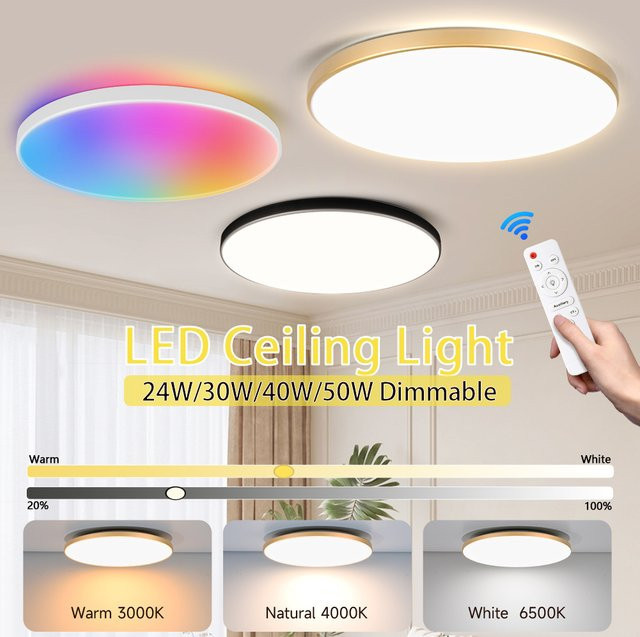 CHENBEN Moderne LED Deckenleuchte mit Fernbedienung, RGB Dimmbare Ring-Lampe in Weiß für Wohnzimmer und Küche - Bild 1