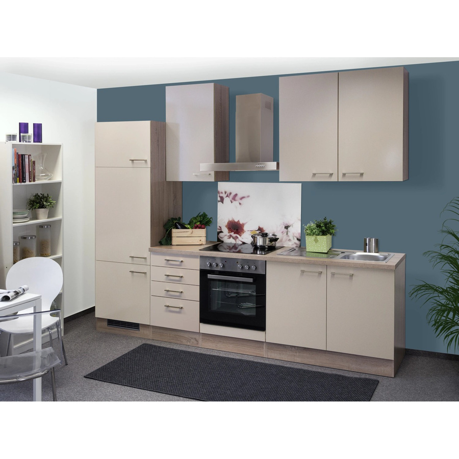 Flex-Well Exclusiv Küchenzeile Orlando in Kaschmir Glanz und Sonoma Eiche, B/T/H: 270 x 60 x 200 cm - Bild 2