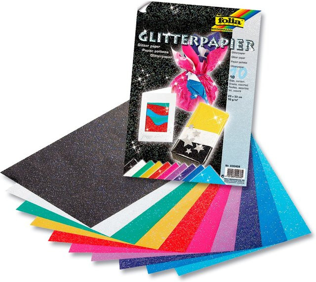 Glitzerpapier Multicolor, 10 Blatt, B: 23 cm, H: 33 cm - Bild 1