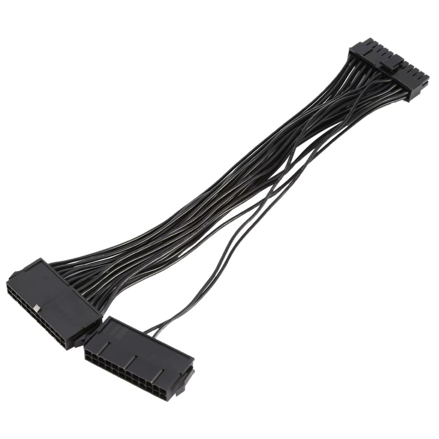 Aramox Dual-Netzteil-Adapter mit synchronem Startkabel, 24-polig, Schwarz, Länge: 30 cm - Bild 3