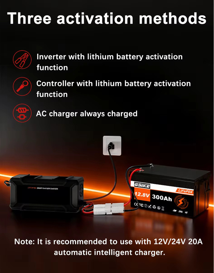 GSIKE LiFePO4 Batteriepack 12,8V 300Ah mit 200A BMS Lithium-Eisenphosphat in Schwarz für Solar, Wohnmobile und Off-Grid-Camping - Bild 7