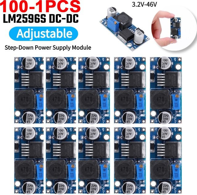 100 Stück LM2596S DC-DC Step-Down-Stromversorgungsmodul 3A Einstellbarer Spannungsregler 3,2 V-46 V in Blau - Bild 1