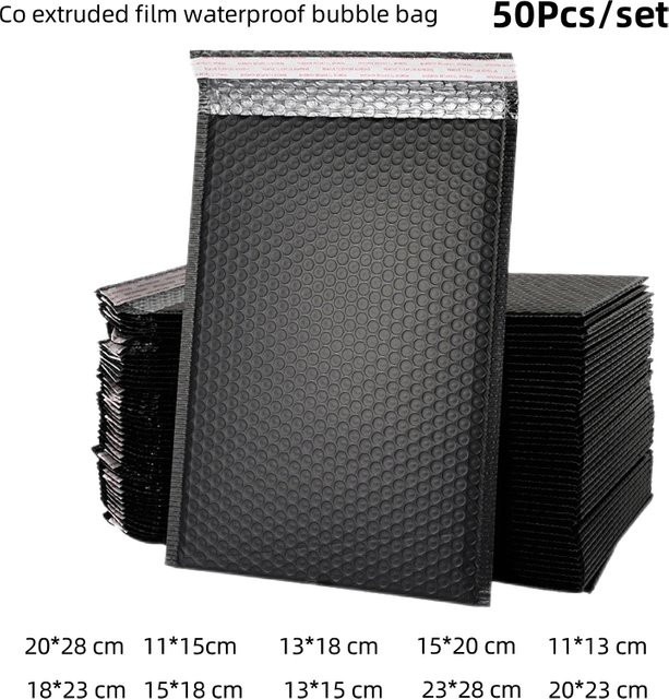 50 Stück luxuglow Schaumstoff-Versandtaschen Schwarz mit Selbstklebeverschluss und Polsterung - Bild 1
