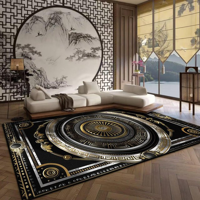 Karpetti Druckteppich Schwarz Modern und Rutschfest B/B/H: 90 x 60 cm - Bild 1