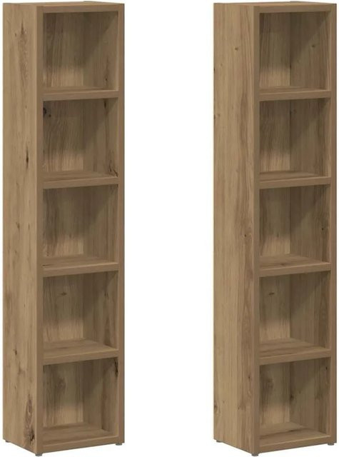 vidaXL CD-Regale 2er-Set Artisan-Eiche, Holzwerkstoff, B/T/H: 21 x 16 x 93,5 cm - Bild 1