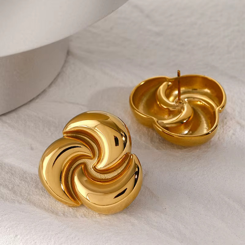Loe Ohrringe Edelstahl, Wassertropfen, Gold, Damen, Vintage - Bild 1