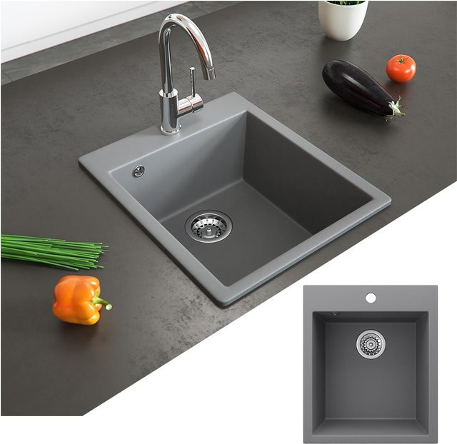 Bergström Granit-Verbund Küchenspüle Einbauspüle in Grau, Breite: 42,5 cm, Tiefe: 50 cm - Bild 1