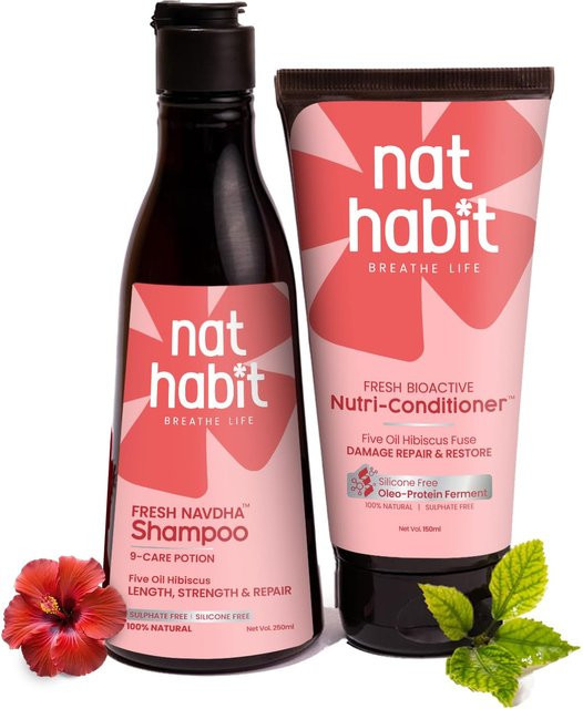 Nat Habit Hibiskus Navdha Shampoo & Spülung Kombipack, Trockenes Haar, Unisex - Bild 1