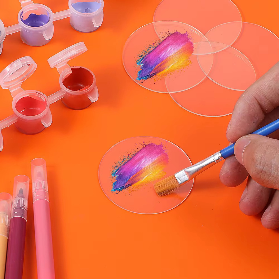 10 Stück transparente Acryl-Kreis-Malscheiben als leere Miniatur-Basen für DIY-Handwerk und Kunstprojekte - Bild 2