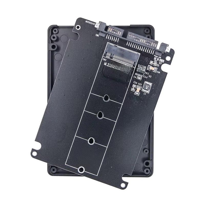 M.2 auf SATA 3.0 6 Gbit/s Riser-Board NGFF Adapter für 2,5-Zoll SSDs, unterstützt M.2 SATA B-Key 2230 2242 2260 2280, Schwarz - Bild 1
