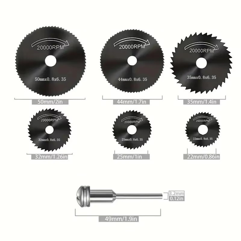 DUTRIEUX 6-teiliges Kreissägeblatt-Set aus Schnellarbeitsstahl für Metall und Holz in Schwarz - Bild 3