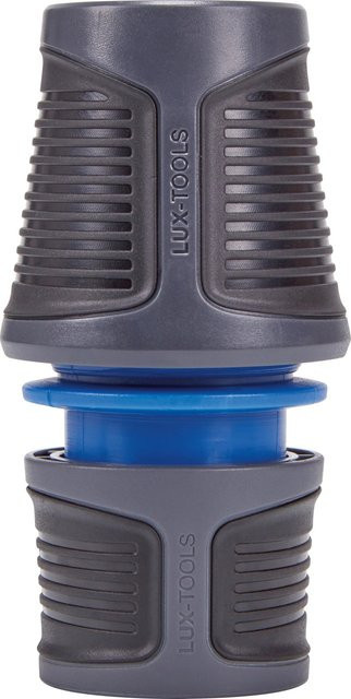 LUX-TOOLS Schlauchverbinder mit Wasserstopp 19 mm (3/4 Zoll) in Grau - Bild 1