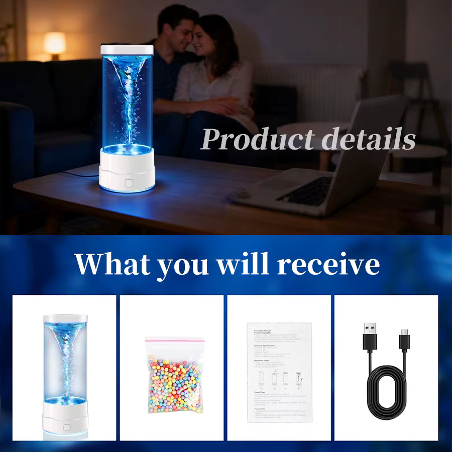 ammtoo LED Tornado-Lampe USB Mehrfarbige Wechselnde Stimmungsleuchte als Kreative Nachtbeleuchtung und Geräuschlose Dekorative Lampe in Multicolour - Bild 3
