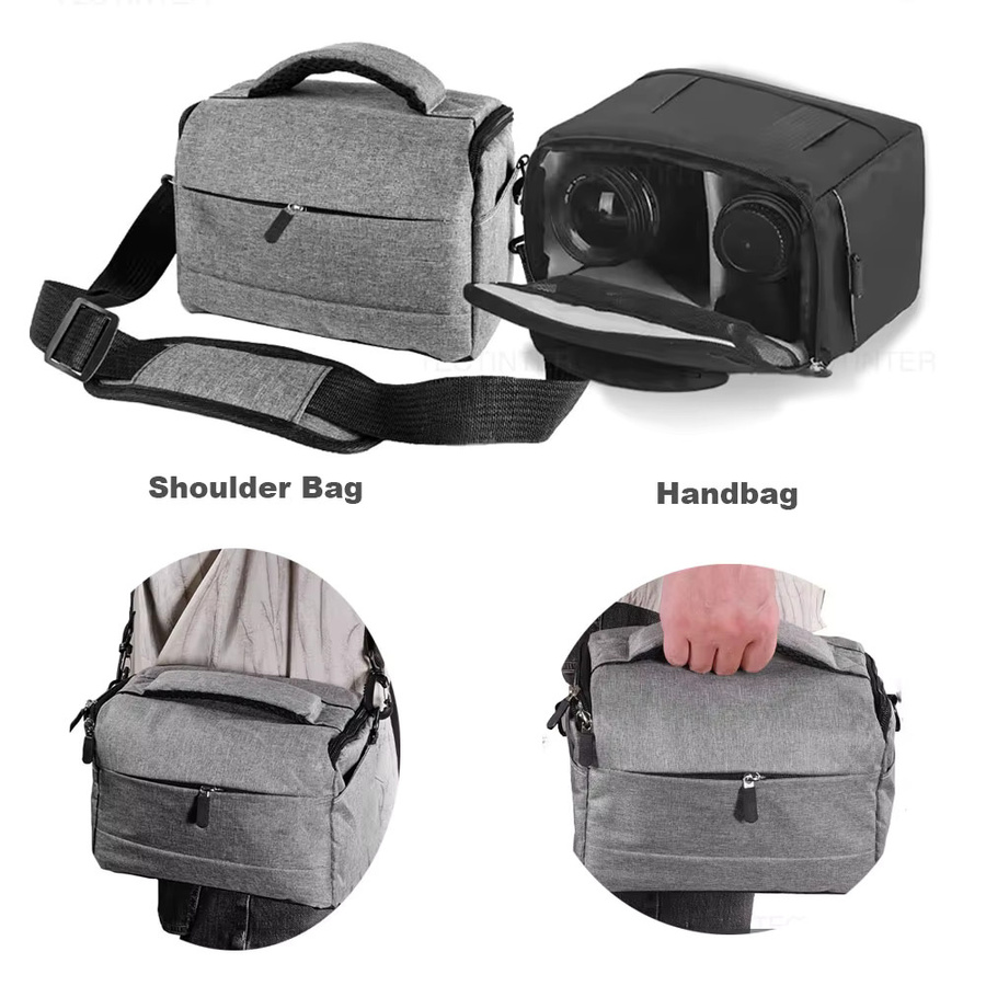 TECTINTER DSLR Kameratasche als Schultertasche für Sony, Canon, Nikon und instax in Schwarz und Grau - Bild 1