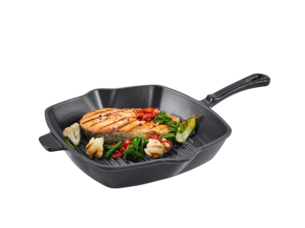 SILVERCREST® Grillpfanne aus emailliertem Gusseisen, Durchmesser: 24 cm, Schwarz - Bild 2