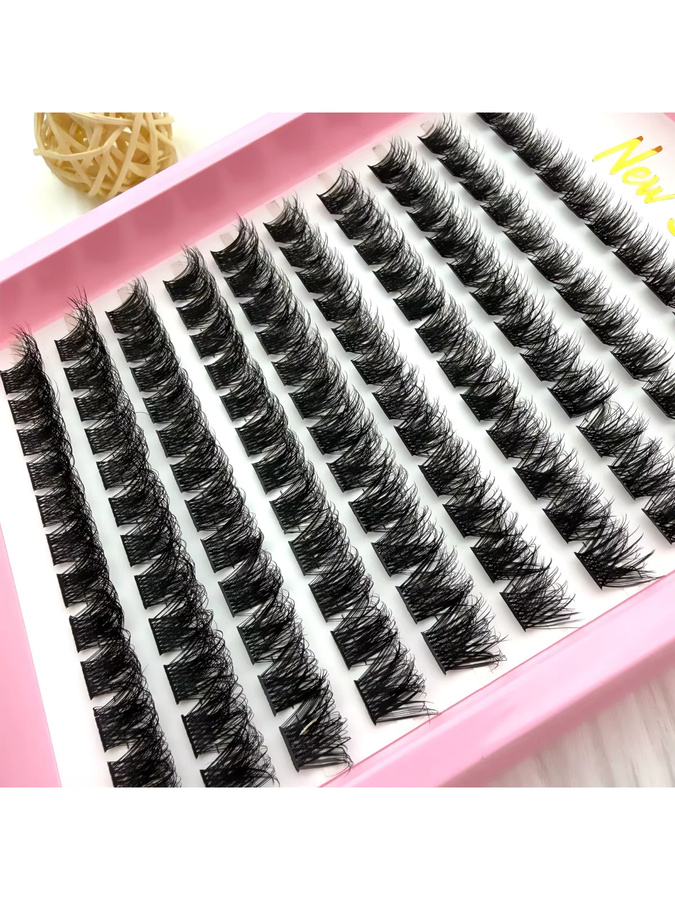 JIEFUXIN Wimperncluster, 120 Stück, 8–16 mm, Black, D-Locken, Natürlich - Bild 7