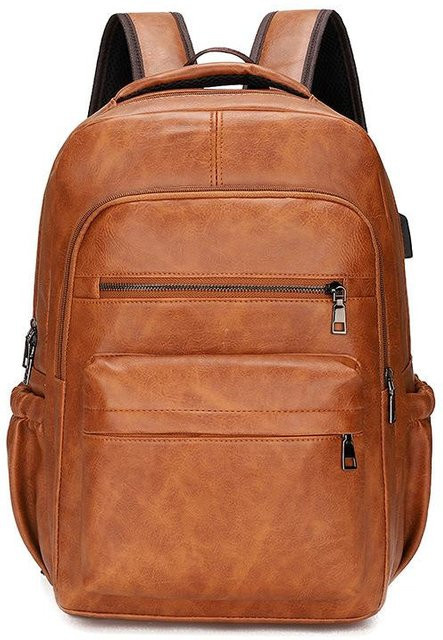 DIDA BÄR USB-Laderucksack für Herren aus PU-Leder in Braun mit USB-C Anschluss - Bild 1