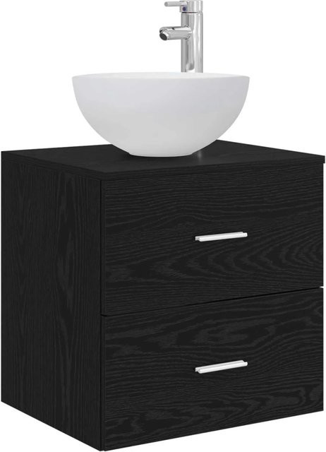 vidaXL Wandmontierter Waschbeckenschrank in Schwarz mit Eichen-Optik und mattem Finish für dein Badezimmer - Bild 1
