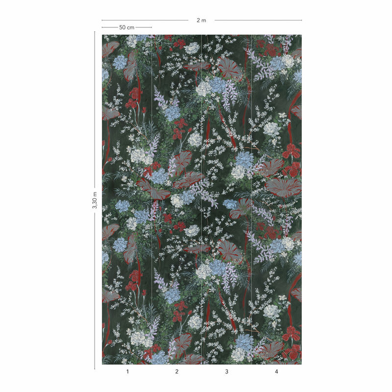 Isidore Leroy Wandtapete Fleurs d'Intérieur Botanisches Floral Mural Multicolour B: 330 cm, H: 50 cm - Bild 3