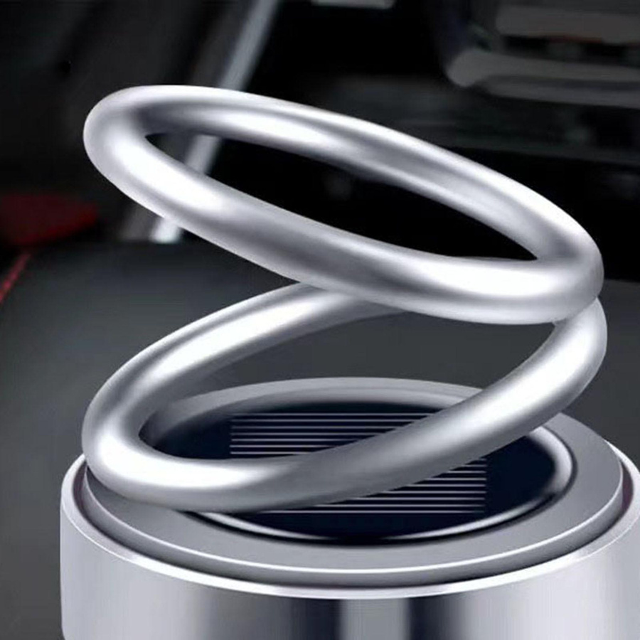 Koogeelife Auto Ätherisches Öl Diffusor mit rotierendem Doppelring aus Legierung und Kristall in Silber - Bild 2