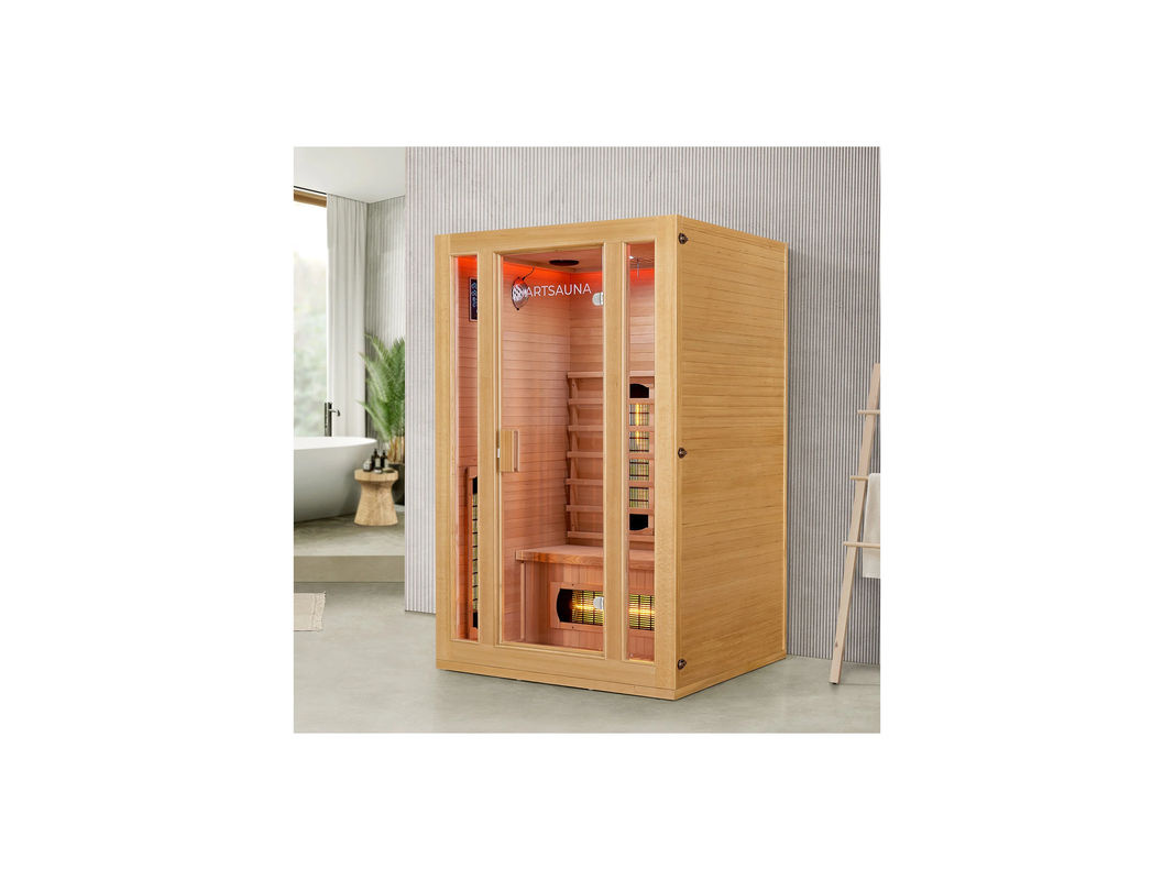 Artsauna Infrarotkabine Nyborg S120V aus Hemlockholz mit Vollspektrumstrahlern und LED-Ambientebeleuchtung, Braun, B/T/H: 120 x 105 x 190 cm - Bild 2