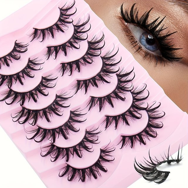 7 Paar Falsche Wimpern, 3D-flauschig, natürlich, lang, dick, kräuselnd - Bild 1