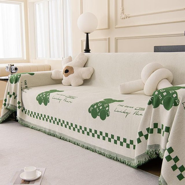 Super Six Chenille Sofa Überwurf mit Bären-Design für alle Jahreszeiten, B/B: 180 x 130 cm - Bild 1