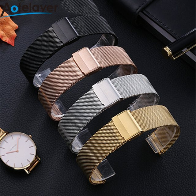 Aotelayer Uhrenarmband Edelstahl, Milanaise, Roségold, Unisex - Bild 1