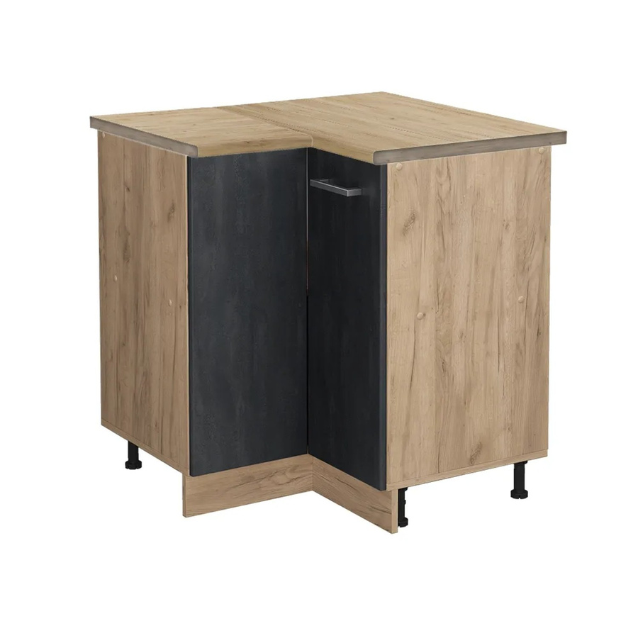 Vicco Eckunterschrank R-Line Schwarz Beton Goldkraft Eiche B/T/H: 75,6 x 41,44 x 76,7 cm - Bild 2