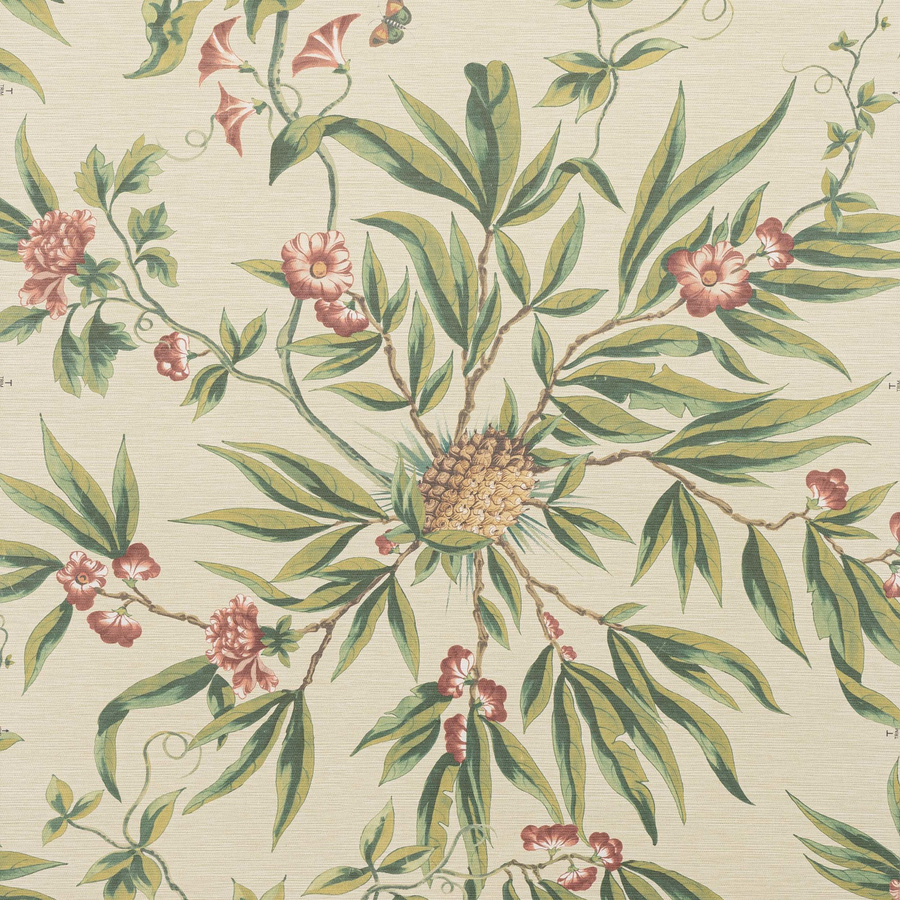Manuel Canovas Tapete Opoa Mousse in Grün und Multicolour mit botanischem Floral-Design im Vintage-Stil - Bild 1
