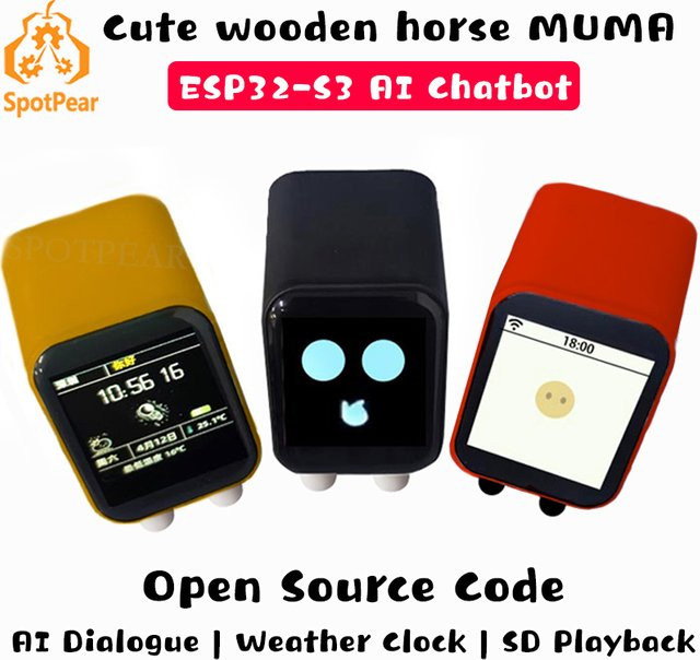 Spotpear DeepSeek AI Chat Roboter ESP32-S3 mit 1,54 Zoll LCD Display, N16R8 Entwicklung Board, Wifi Wetterstation und TimeClock in Weiß - Bild 1