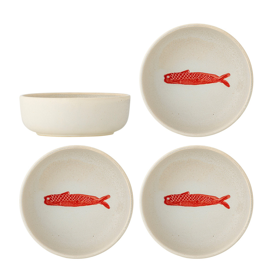 Bloomingville Schalen aus Steinzeug Hadden Rot 4er-Set - Bild 1