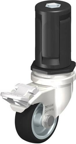 Blickle Lenkrolle LRXA-PATH 50G-FI-EXR05 mit Feststeller, Rad-Durchmesser: 50 mm, Tragfähigkeit: 75 kg, Farbe: Grau, Material: Edelstahl und Kunststoff - Bild 1