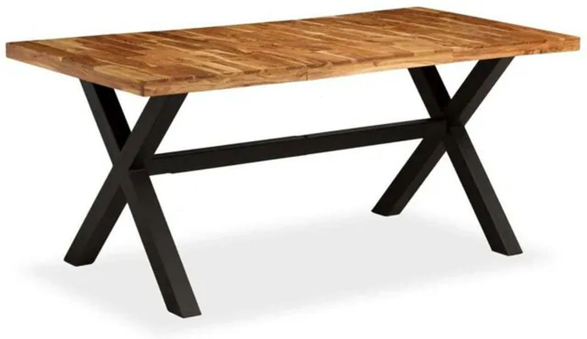 Vidaxl Esstisch im Industrial Design aus Massivholz Akazie und Mango in Braun, B/T/H: 180 x 90 x 76 cm - Bild 1