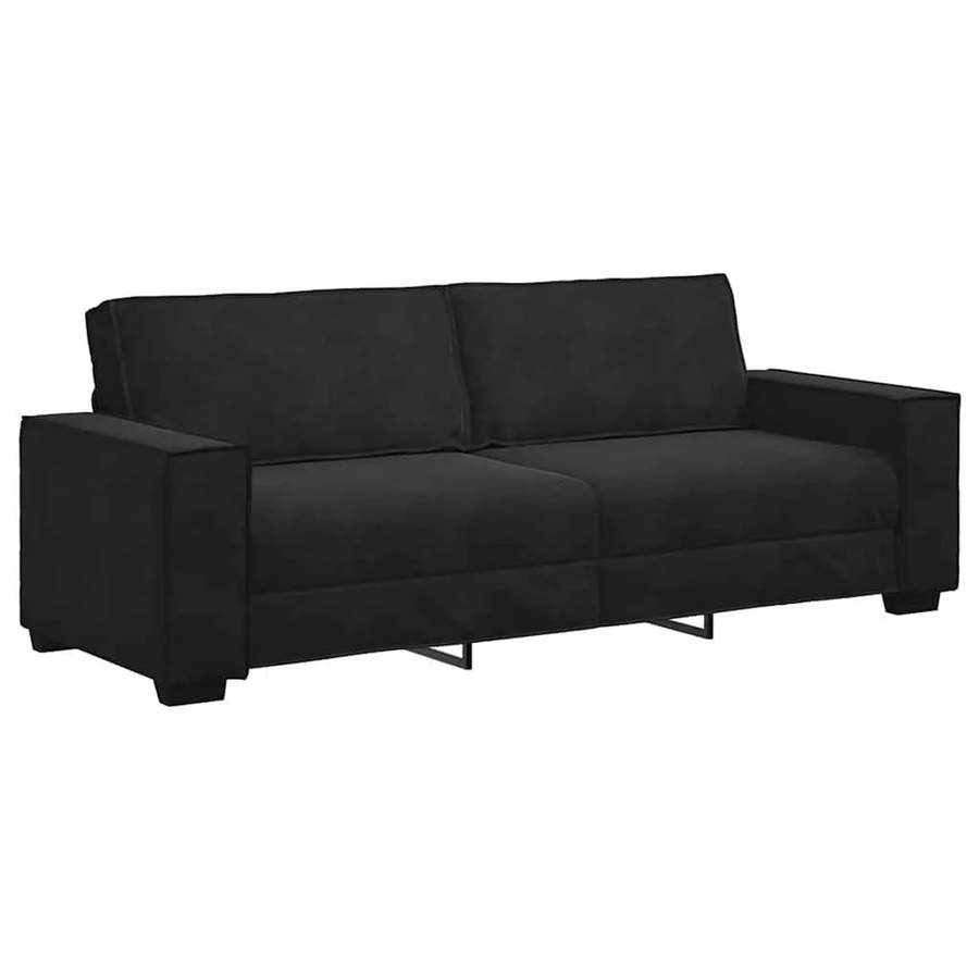 vidaXL 3-Sitzer-Sofa in Schwarz aus Samt mit Armlehnen, Breite: 220 cm, Tiefe: 84 cm, Höhe: 78 cm - Bild 2