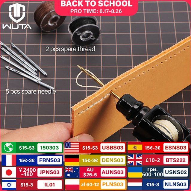 WUTA Handnähset für Leder und Leinwand mit Ahle und Faden in Multicolor zur Reparatur und für DIY-Handwerksprojekte - Bild 1