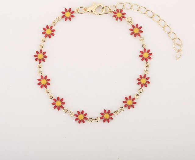 Damenarmband Edelstahl, Emaille Gänseblümchen, beige - Bild 1