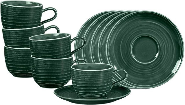 Seltmann Weiden Terra Kaffeetassen mit Untertassen 6er Set Moosgrün 260 ml - Bild 1