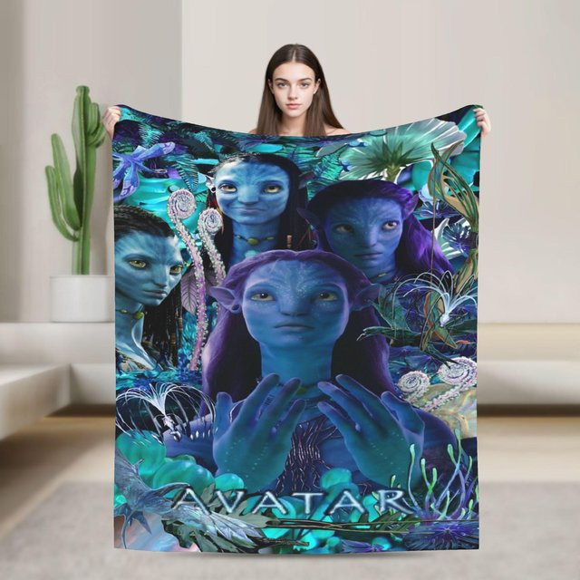 Avatar Filmdecke Neytiri und Jake Sully Personalisierbare Weiche Wolldecke für Sommer und Klimaanlage, Blau, B/T: 75 x 90 cm - Bild 1