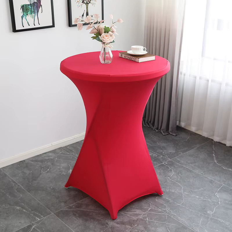 Elastische Tischdecke für runde Bartische in Rot, moderne Abdeckung für Cocktail- und Stehtische - Bild 2