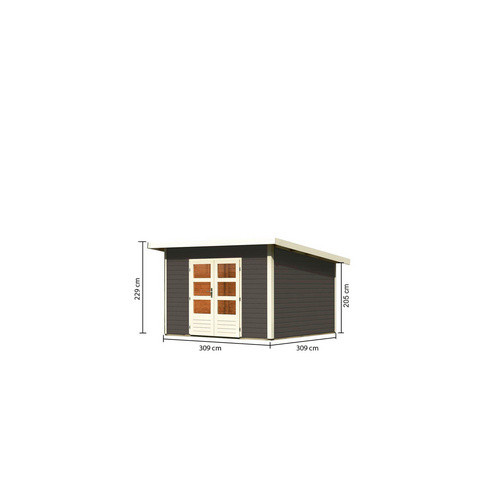 KARIBU Gartenhaus Northeim 3 aus Holz in Terragrau, B/H/T: 309 x 238 x 309 cm - Bild 1