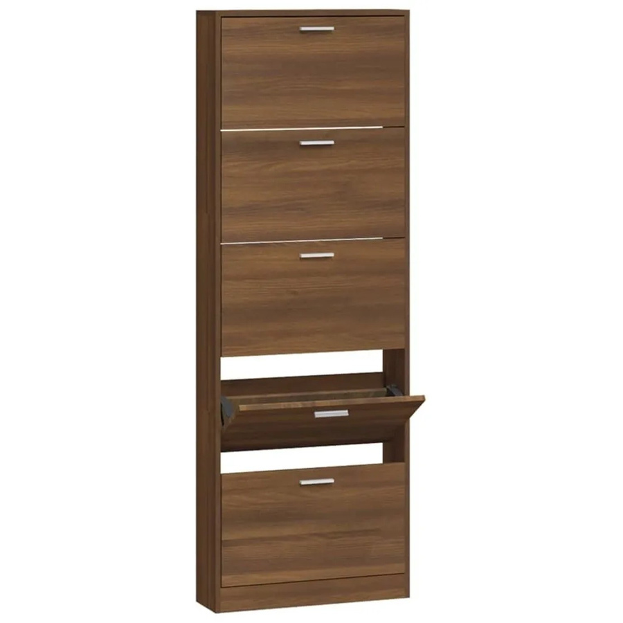 vidaXL Schuhschrank in Braun mit Eichen-Optik, Wandmontage, B/T/H: 59 x 17 x 169 cm - Bild 2