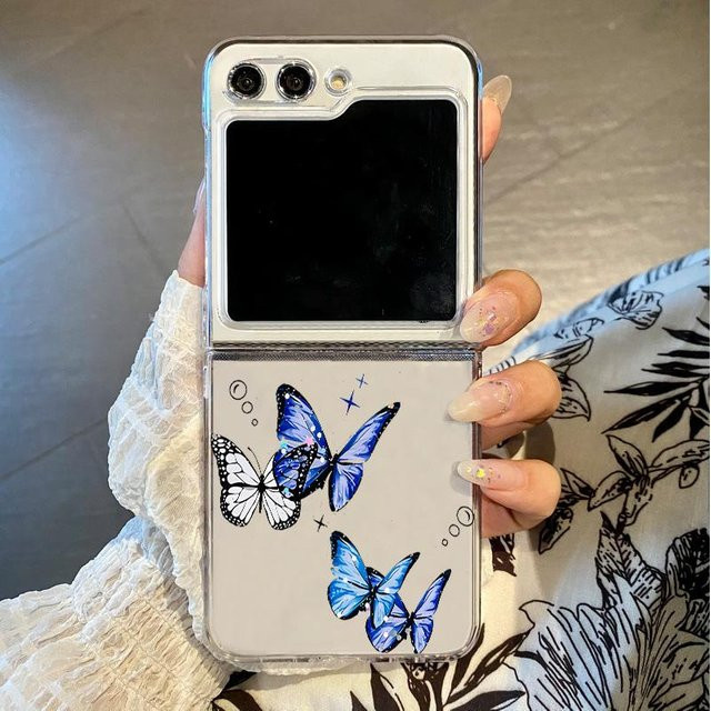 Transparente Handyhülle mit Gold Schmetterlingsdruck für Samsung Galaxy Z Flip 7 6 5 4 3 5G - Bild 1