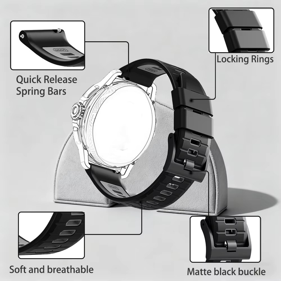QCTOG Uhrenarmband Silikon, 24mm, Schwarz, Unisex - Bild 4