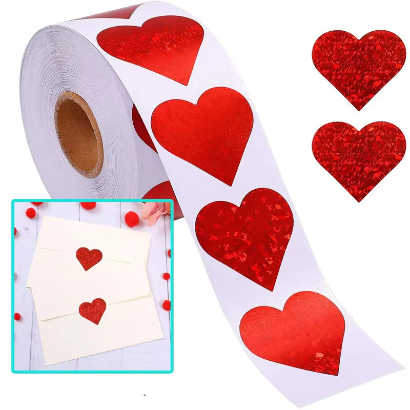 500 Stück Valentinstag Liebesaufkleber in Rot, 2,5 cm Herzform-Etiketten aus Papier für Karten und Umschläge - Bild 2